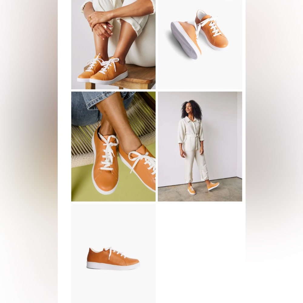 Able Woman Tan Leather Lace-Up Sneakers Sz 9.5  New